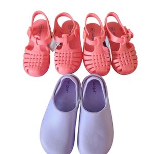 Kids Girls Cat And Jack Kids Lot Of 3, Pink And Purple Sandals  Size 8, & 9